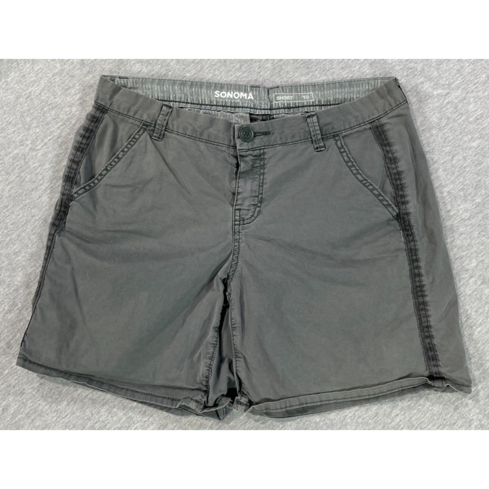 Sonoma Goods For Life Chino Shorts Womens 10 Gray Cotton Slash Pocket Flat Front